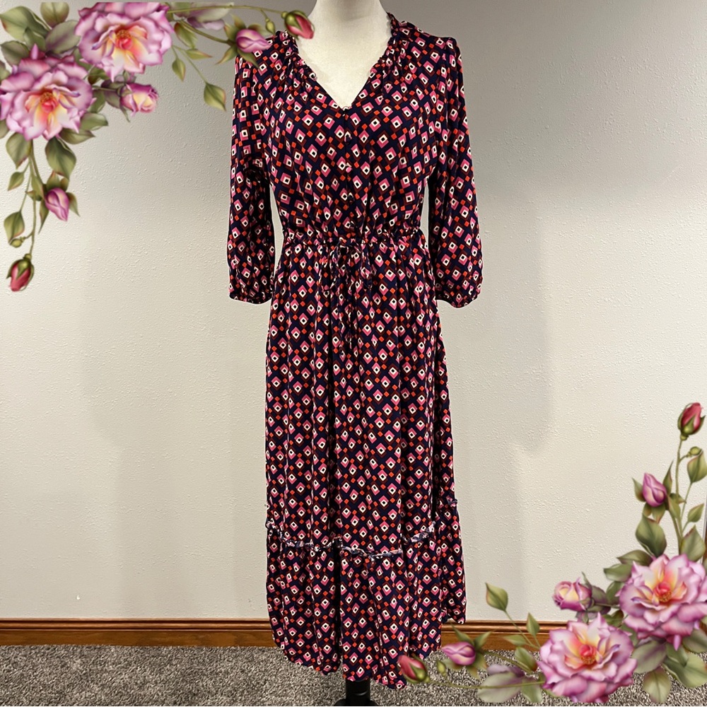 Croft & Barrow long sleeve geometric print maxi Dress‎